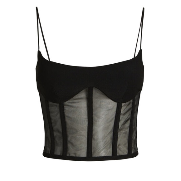 ROZIE CORSETS Tulle-Trimmed Crepe Corset Top in Black FR 36 - Picture 9 of 10